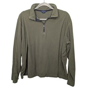 Lands’ End Men’s Large Olive Green Quarter Zip Fleece Pullover Lightweight